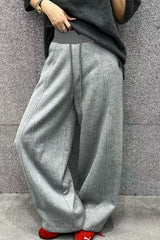 Solid Color Casual Fluid Wide Leg Fleece Sweat Pants