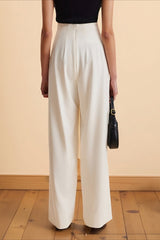 Asymmetrical Waist High Waist Wide Leg Casual Pants