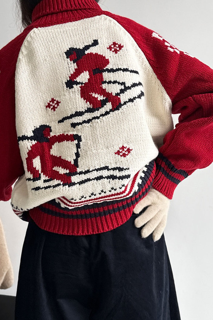 Retro   Double Zip Christmas Cardigan