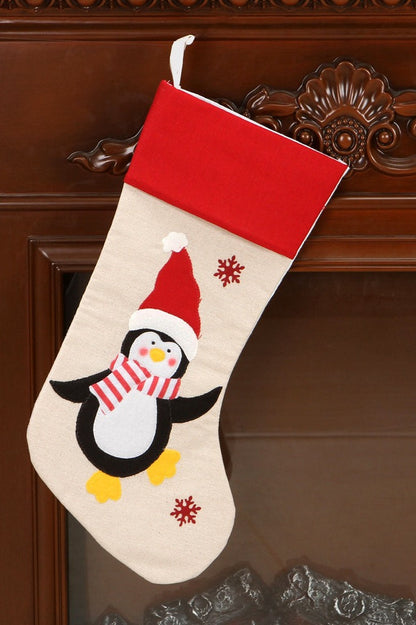 Christmas Linen Santa Embroidery Hanging Storage Bag