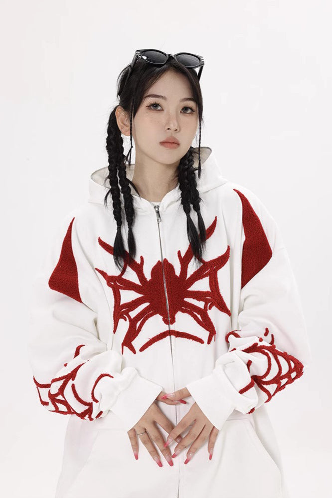 Street Style Spider Print Hoodie
