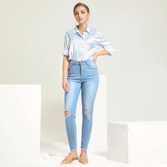 Julia Fashion - Women's Jeans Light Blue Pencil Jeans