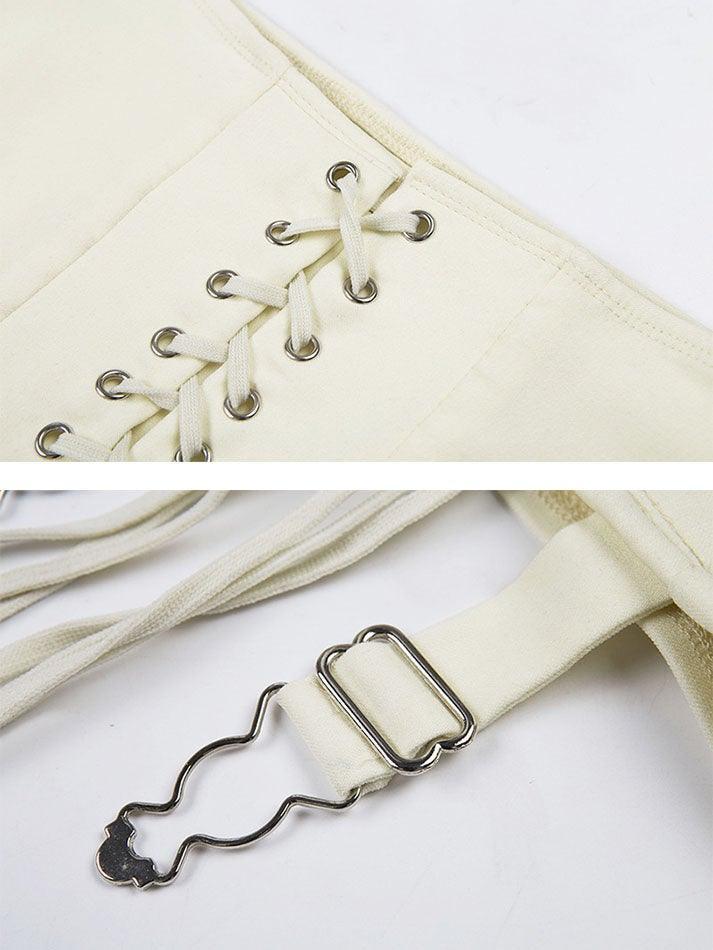 Bandage Detail Mesh Trendy Crop Cami Top Skirts