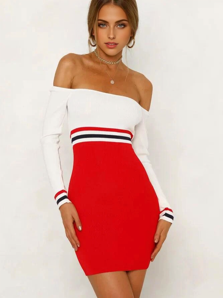 JuliaFashion-Carlyn Off-The-Shoulder Bodycon Dress