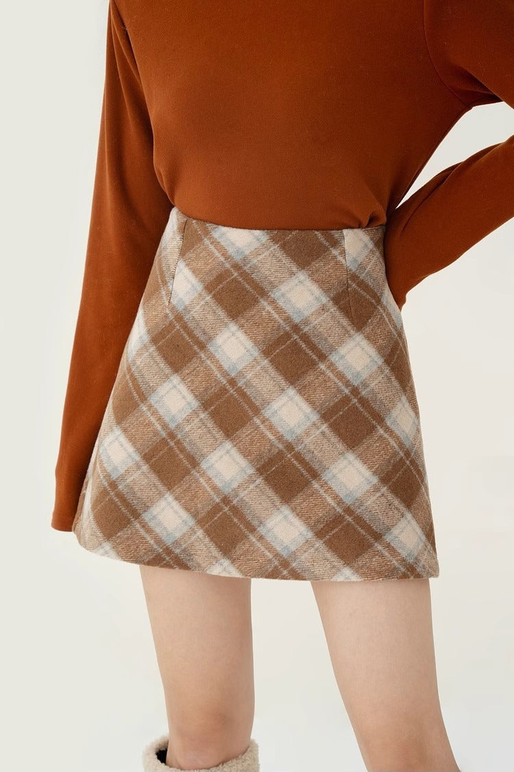 High Waist Tartan Mini Christmas Skirt