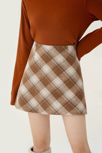 High Waist Tartan Mini Christmas Skirt