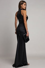 Velvet Sequin Slit Midi Bodycon Dress
