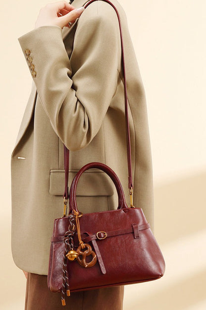 Red Vintage Luxe Handheld Crossbody Everyday Bag