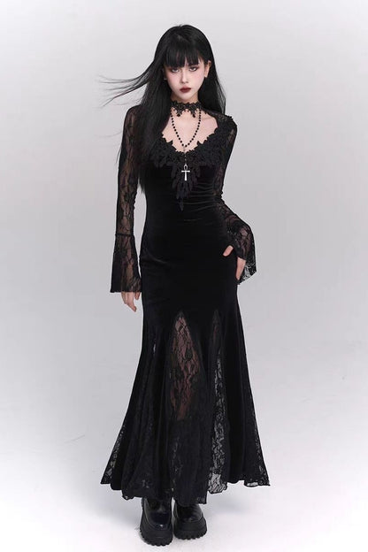 Halloween Gothic Lace Red and Black Dress
