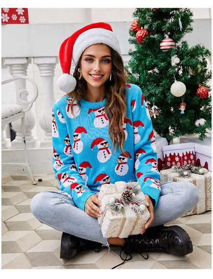 JuliaFashion - 2024 Women Santa Tree Christmas Sweate Casual Pullover Long Sleeve O Neck Sweaters