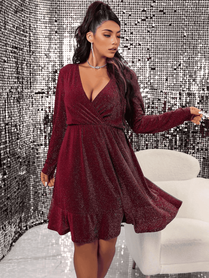 JuliaFashion - 2024 Sexy Curve V-Neck Long Sleeve Evening Party Dress