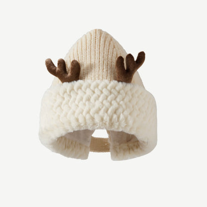 Reindeer Plush Knit Slouchy Christmas Hat