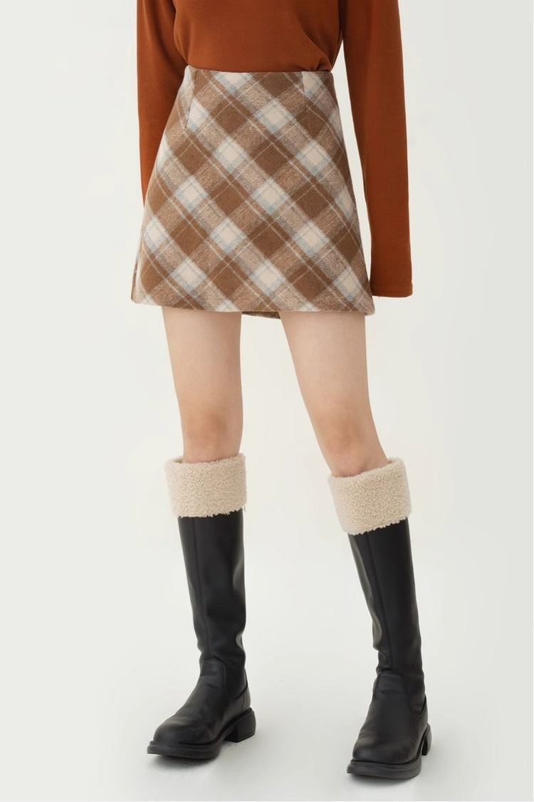 High Waist Tartan Mini Christmas Skirt