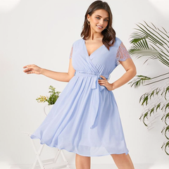 JuliaFashion - Short Sleeve Lace Chiffon Bohemian Sundress