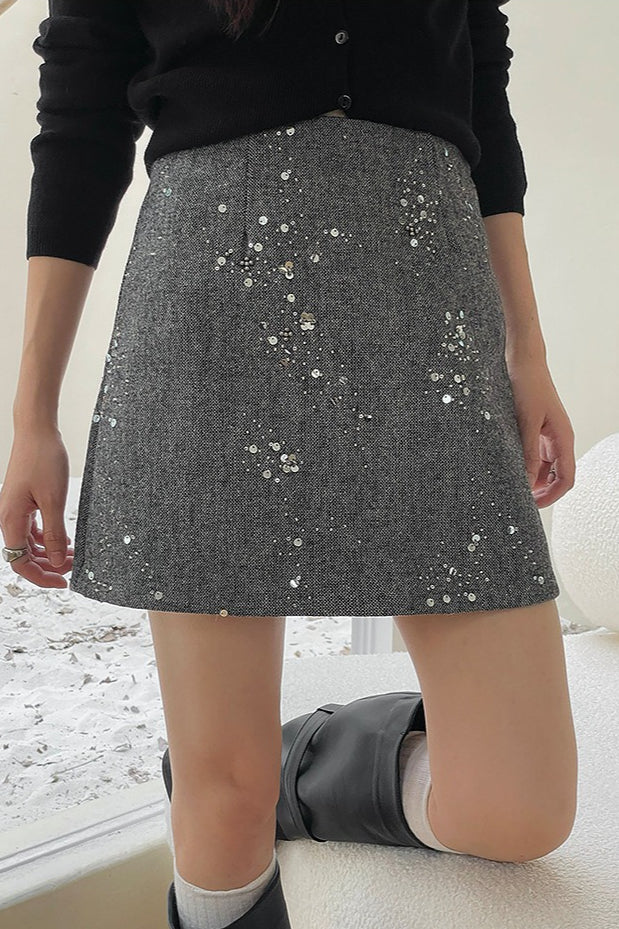 Crystal Bead Embellished Christmas Skirt