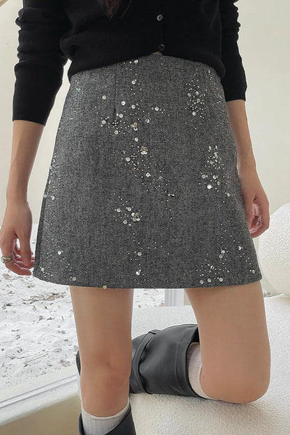 Crystal Bead Embellished Christmas Skirt