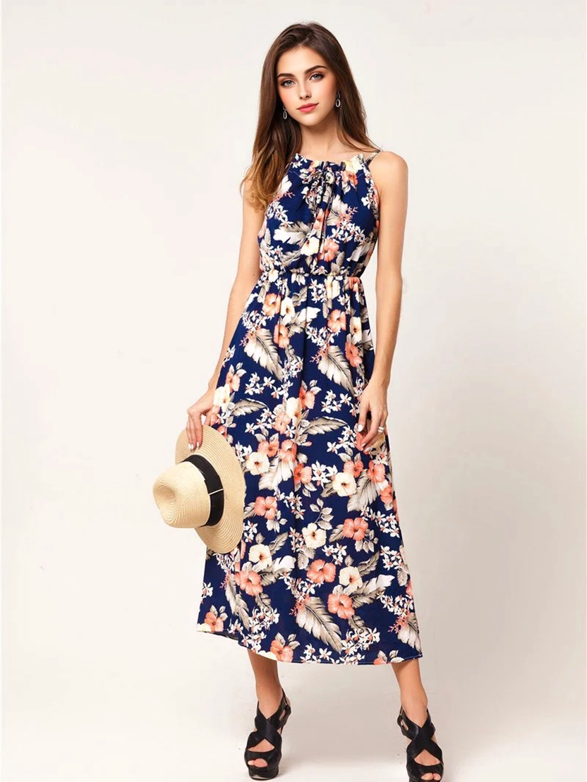 JuliaFashion-200 Degree Floral Printed Midi Dress