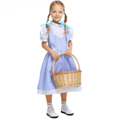 Fairytale Wizard Of Oz Dorothy Blue Gingham Outfit Carnival Halloween Attire