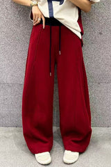 Solid Color Casual Fluid Wide Leg Fleece Sweat Pants