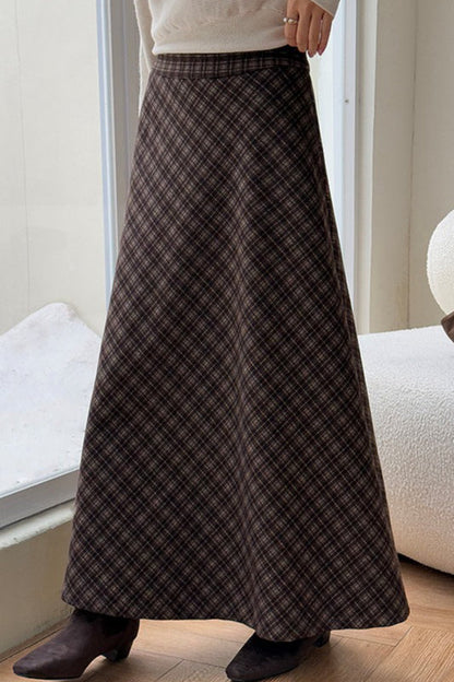 Retro Plaid High-Waist Christmas Skirt