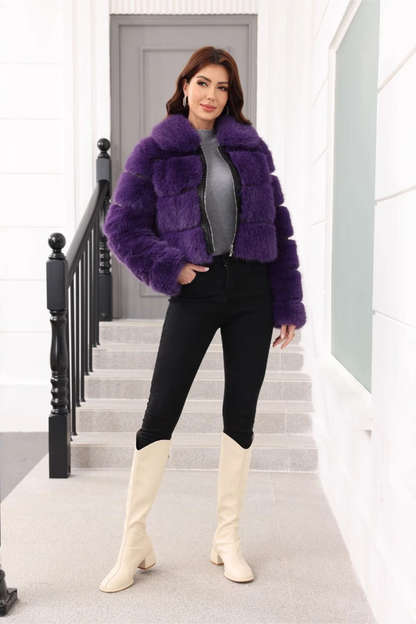 Elegant Short Faux Fur Classic Christmas Outerwear