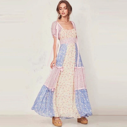 JuliaFashion-Boho Patchwork Maxi Dress