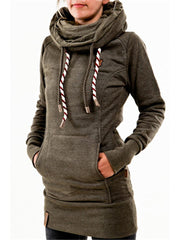With And Front Hooded Pocket Fit Slim Sweatshirt Pullover Drawstring Army Green / S Sweaters-L