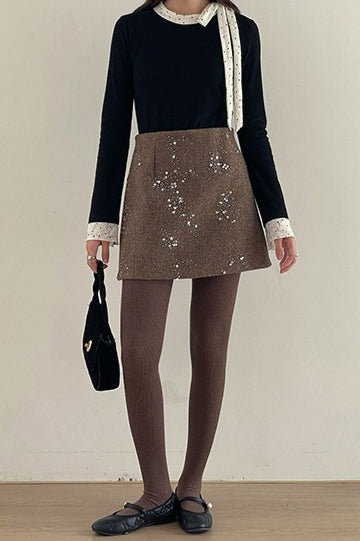 Crystal Bead Embellished Christmas Skirt