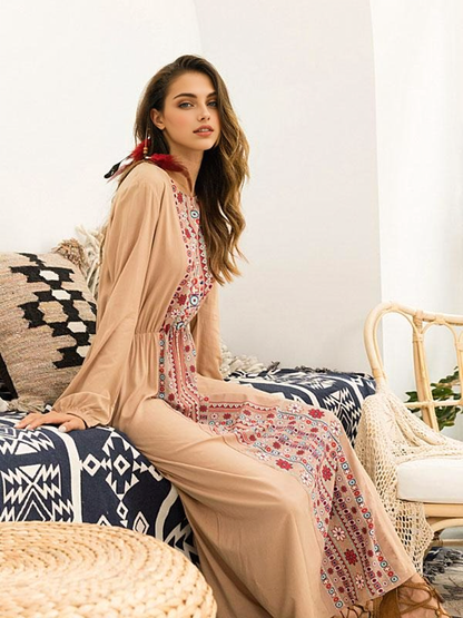 JuliaFashion-Got Some Sun Boho Print Maxi Dress