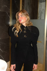 Chic Black Waist Defined Blazer