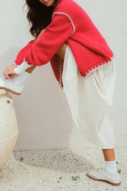 Vintage Cable Knit V Neck Button Christmas Cardigan