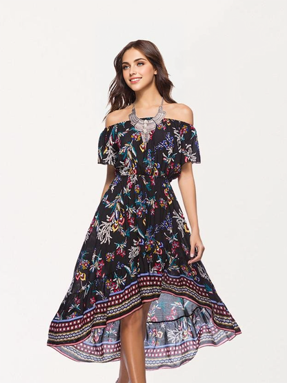 JuliaFashion-Doing It Right Floral Off Shoulder Midi Dress