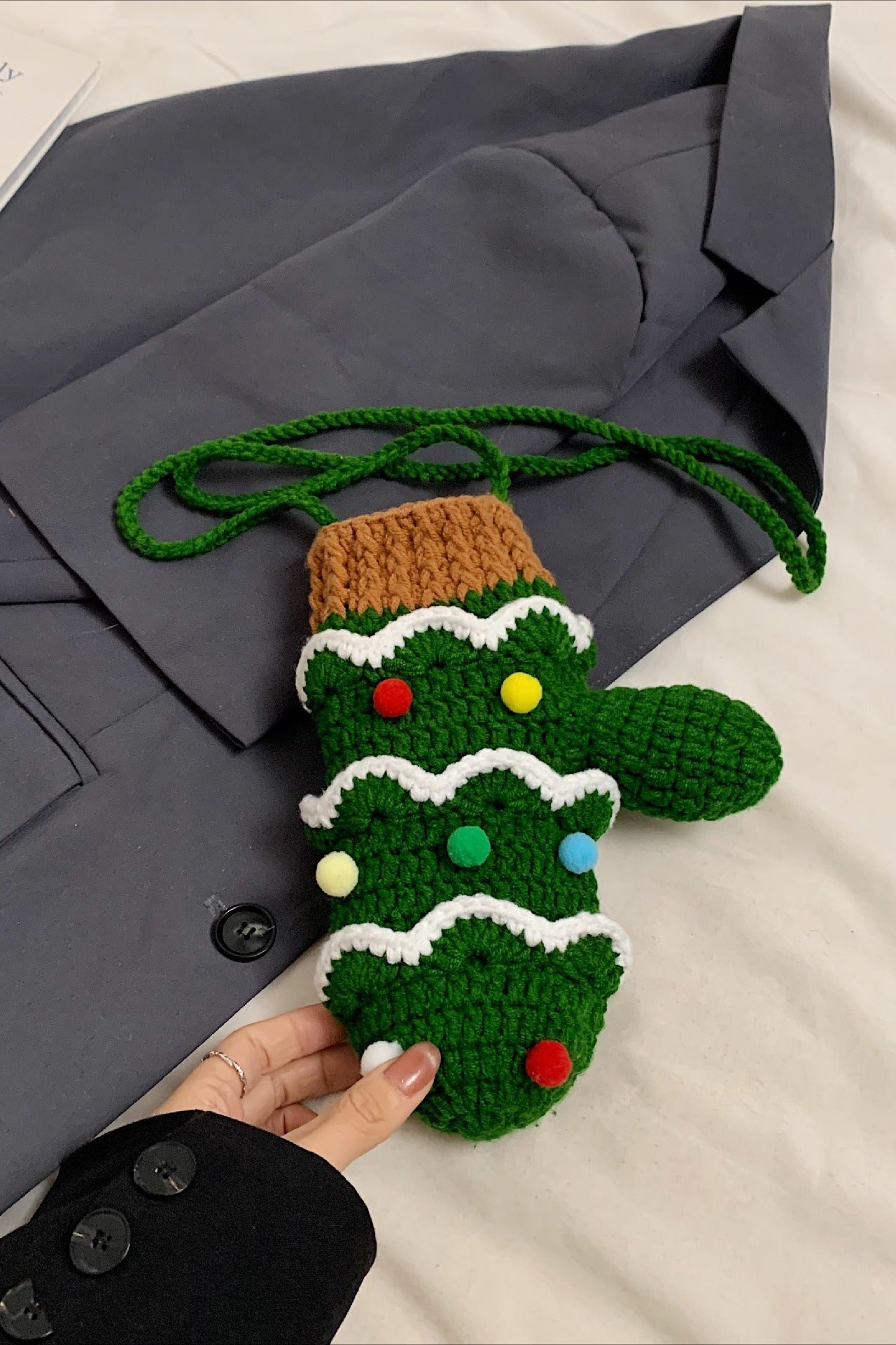 Christmas Crocheted Tree Reindeer Cute Crossbody Bag