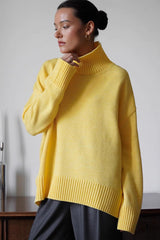 Solid Color Turtleneck Knit Sweater