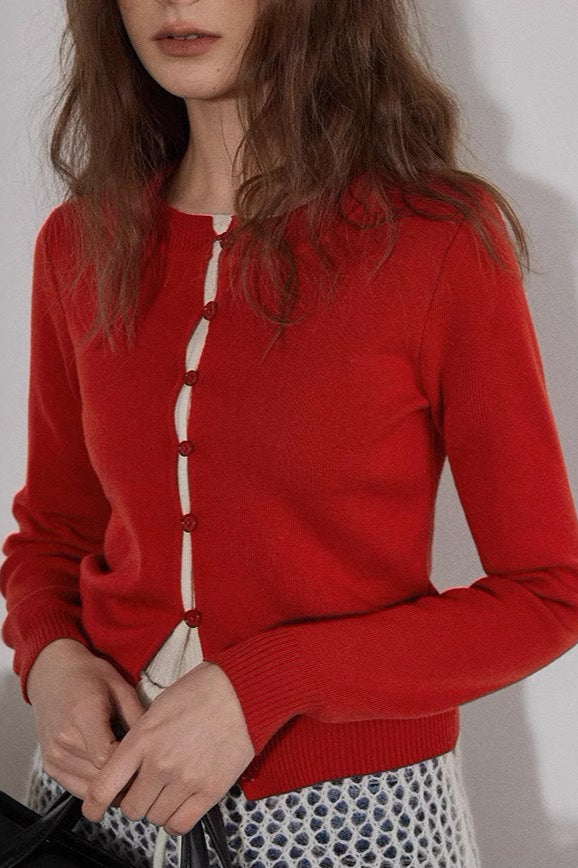 Colorblock Fake Two Piece Christmas Cardigan