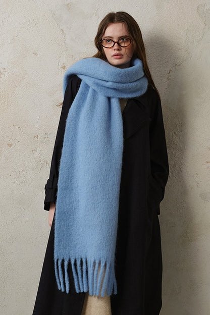 Wool Blend Fringed Christmas Scarf