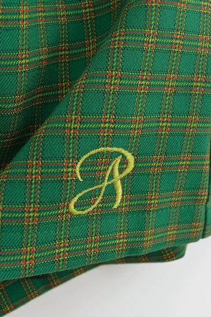 Letter Embroidery Plaid Low Waist Christmas Skirt