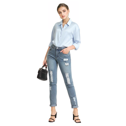 Julia Fashion - Mid Waist Women Jeans