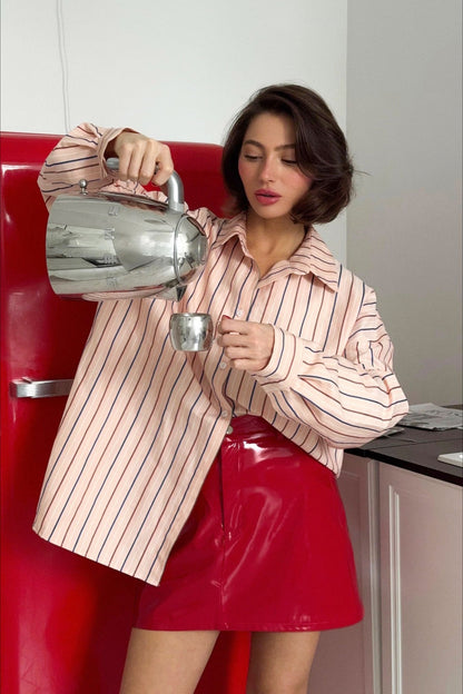 Red PU Leather Bodycon Christmas Skirt