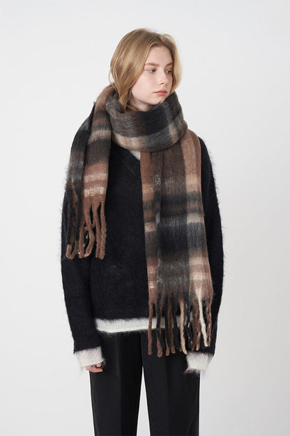 Vintage Plaid Cozy Knit Christmas Scarf