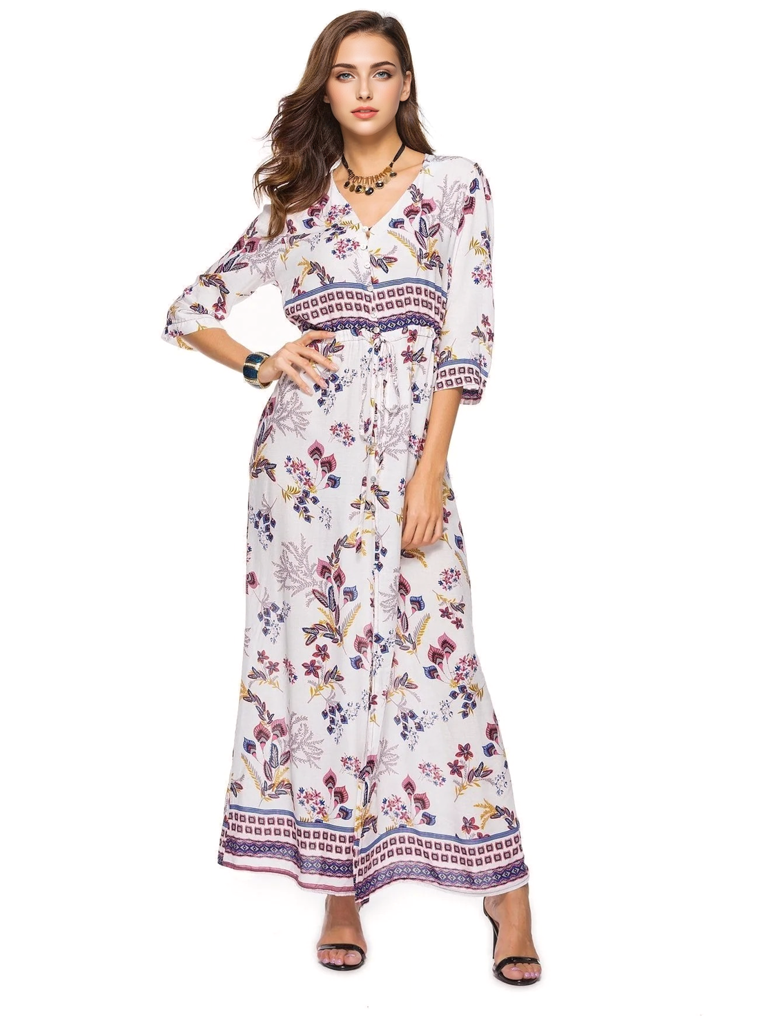 JuliaFashion-Going Somewhere Floral Button Down Maxi Dress