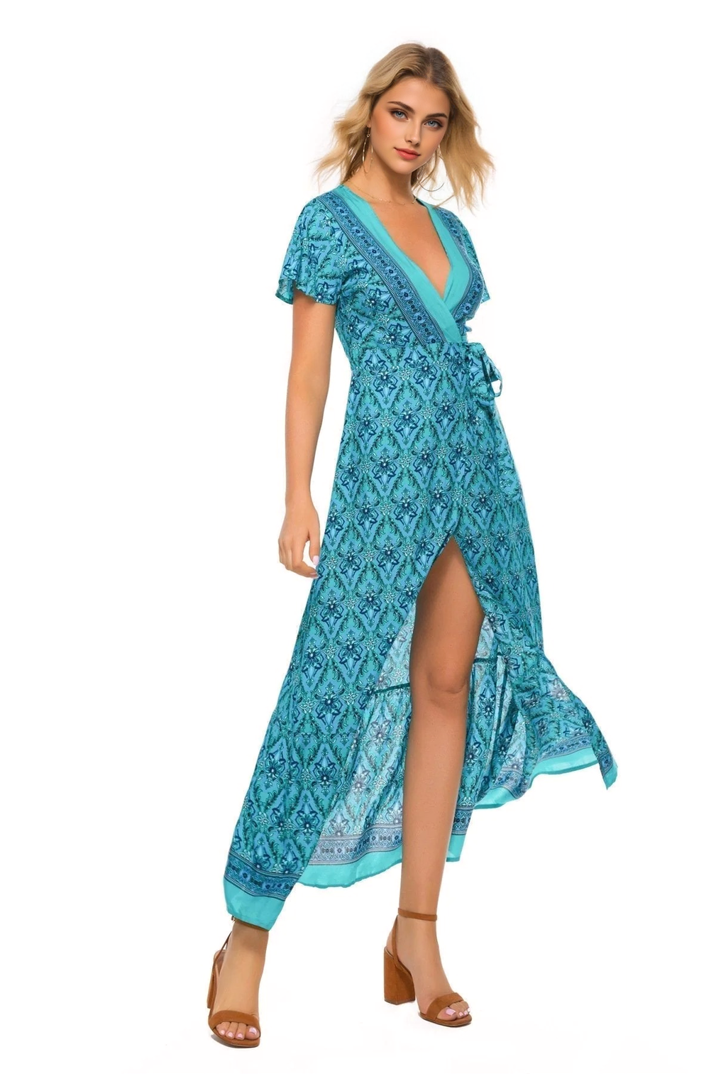 JuliaFashion-Boho Chic Summer Wrap Long Dress