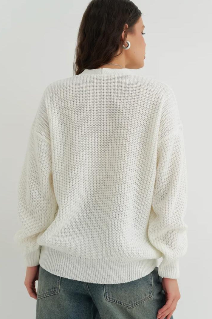 Relaxed Fit Solid Color Christmas Cardigan