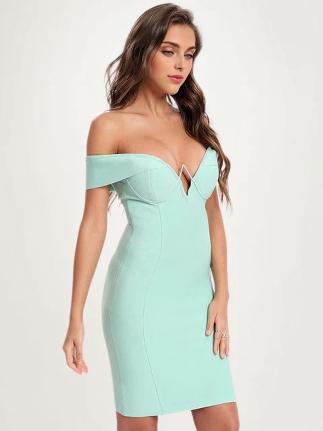 JuliaFashion - 2024 Sexy Off Shoulder V-Neck Bandage Dress