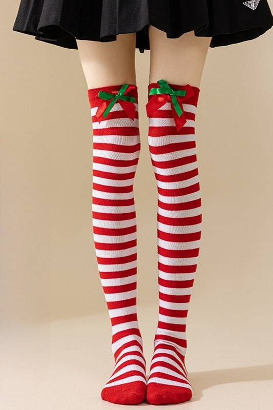 Soft Knit Striped Christmas Socks