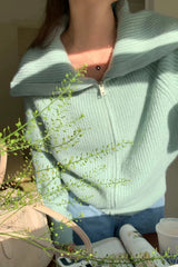 Shawl Collar Zip Knit Cardigan