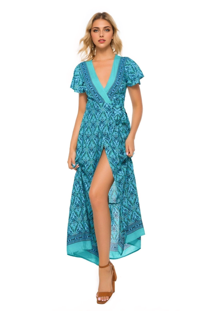 JuliaFashion-Boho Chic Summer Wrap Long Dress