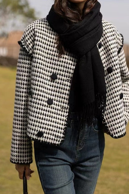 Tweed Houndstooth Short Christmas Outerwear