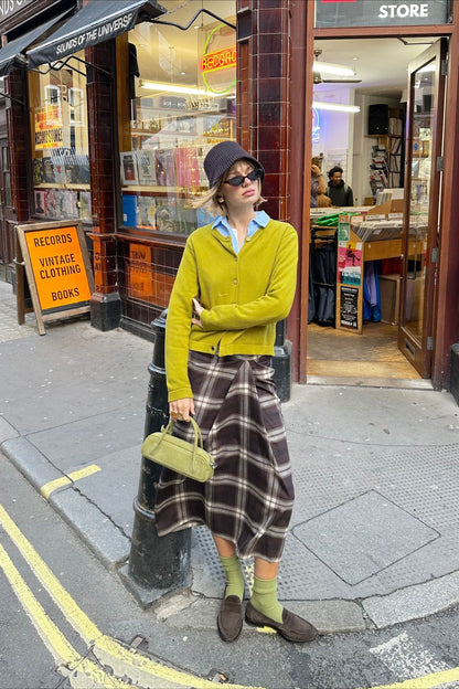 Asymmetric Straight Plaid Christmas Skirt