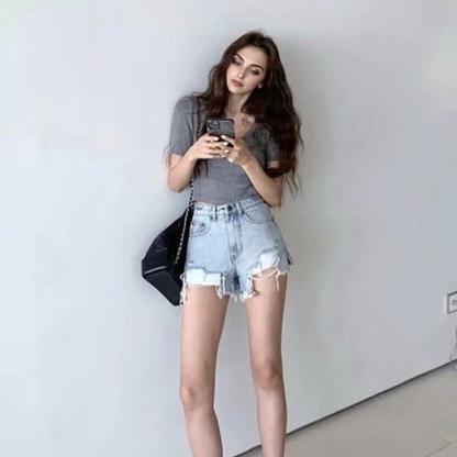 Julia Fashion - Fashion New Summer Women High Waist Shorts